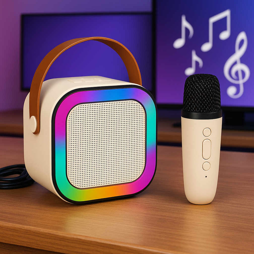 Music Apollo A19 Karaoke Mic Speaker with LED Lights